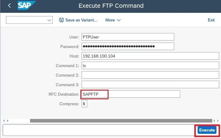 SAP FTP connection