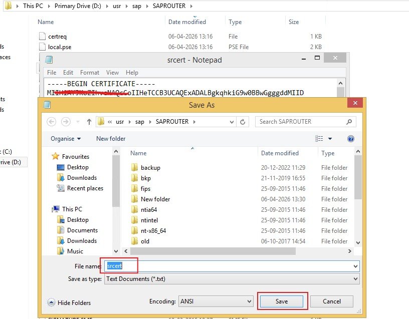 saprouter certificate renewal command sapgenpse