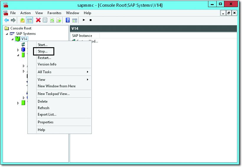 Stopping the SAP System
