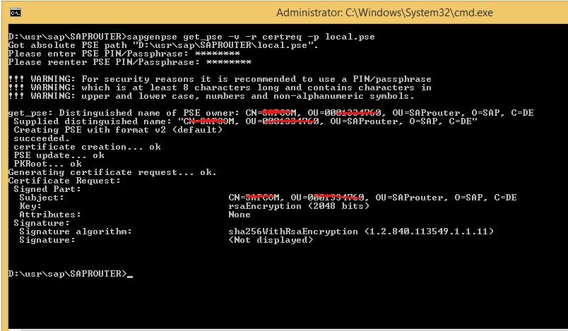 saprouter certificate renewal command sapgenpse