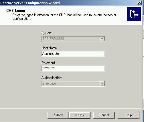 How to restore backup of server configuration in BusinessObjects 4.x