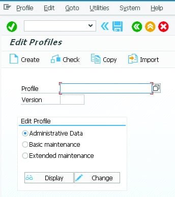 Initial Screen of the Profile Maintenance