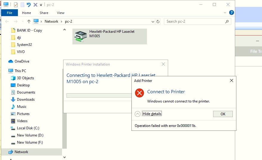 windows cannot connect to the printer 0x0000011b