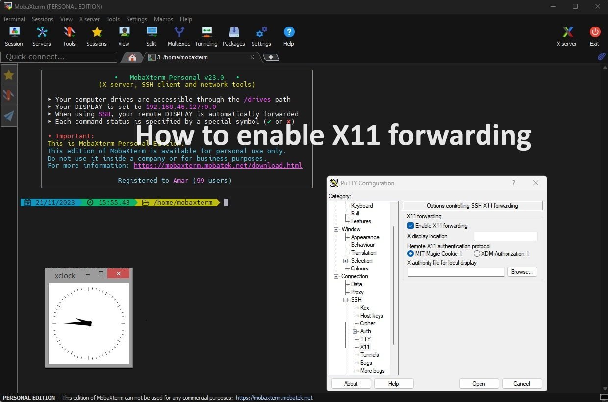 X11 forwarding in Linux