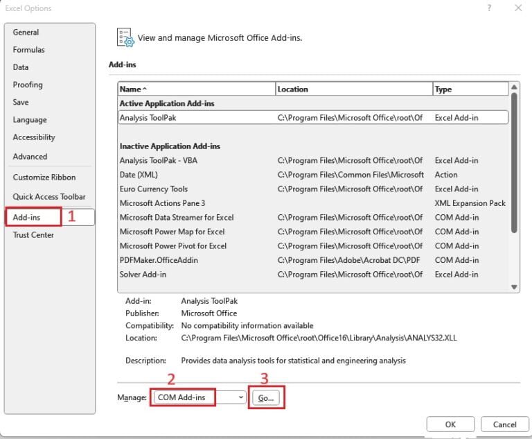 Analysis Office is not visible in Excel after a successful installation